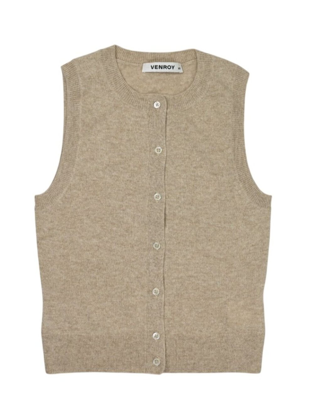 Venroy Cashmere Button Through Tank in Sand